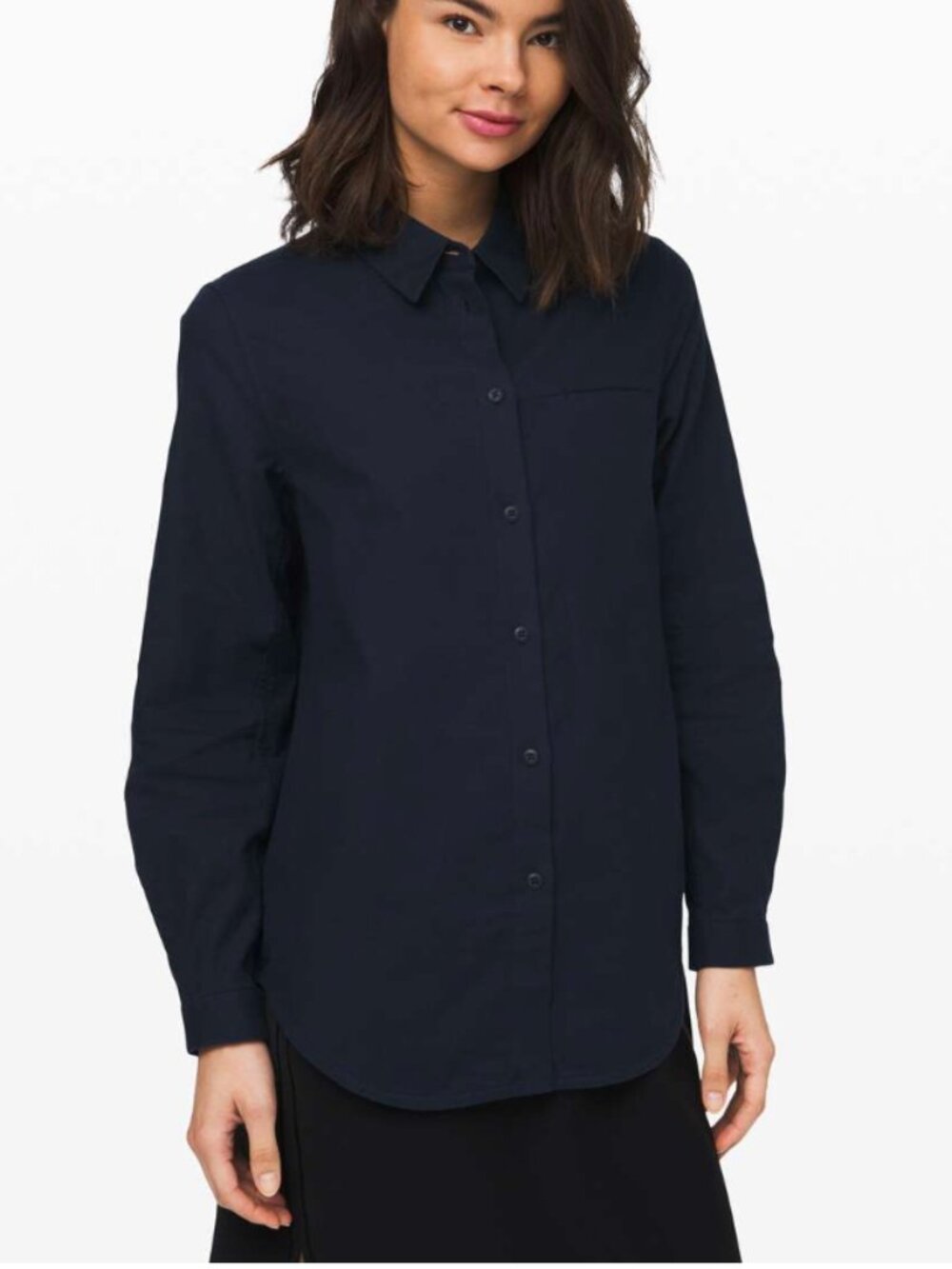 Lululemon Full Day Ahead Shirt Navy Blue Button-Front Collared Shirt 4